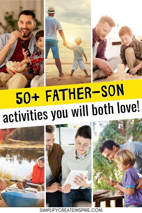 This list of father-son day ideas is perfect for spending quality time with your son. From outdoor Father-son activities to simple DIY projects, these ideas will provide fun and lasting memories for both of you. Father son date ideas, father son activity ideas. Things for dads and sons to do together. Father And Son Activities Ideas, Father Son Bonding, Father And Son Activities, Father Daughter Activities, Father Son Activities, Dads And Sons, Kid Dates, Daughter Activities, Simple Diy Projects