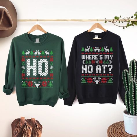 Funny Couples Ugly Christmas Sweater Unisex Couples Matching - Etsy Matching Ugly Christmas Sweaters, Couples Christmas Sweaters, Ugly Christmas Sweater Couples, Santas Favorite Ho, Matching Christmas Shirts, Christmas Sweater Party, Christmas Party Shirts, Ugly Christmas Sweaters, Ugly Christmas Sweater Funny