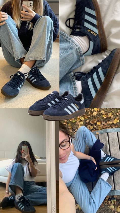 Adidas Spezial Navy Outfit, Adidas Spezial Blue, Red Shoes Outfit, Adidas Spezials, Adidas Outfit Shoes, Pretty Shoes Sneakers, Christmas Shoes, Adidas Spezial, Adidas Outfit