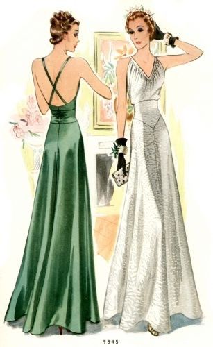 1930s Formal Dress, Tea Dress Pattern, Old Hollywood Dress, Evening Gown Pattern, 1940s Fashion Women, Formal Dress Patterns, Vintage Evening Gowns, Robes Glamour, Hollywood Dress