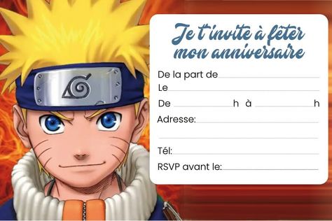 Invitation anniversaire Naruto Carton Invitation, Happy B Day, Album Photo, Birthday Party Themes, Photo Album, Biscuits, Naruto, Lego, Birthday Party