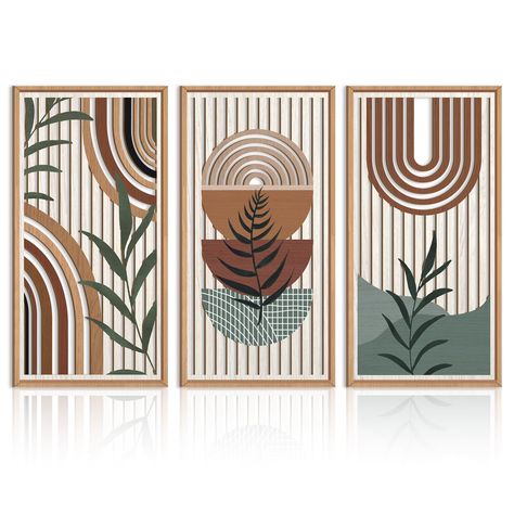 PRICES MAY VARY. 【Boho Wood Art Wall Decor】This mid century modern abstract wall art is the perfect combination of hollow wood art and boho wood wall decor which bring people advanced and beautiful visual enjoyment. This is a framed art boho wallafter adding the frame of the new upgrade will make it look more sophisticated texture. Hanging on the wall make your room more chic. 【High-grade Material】Large boho art wall set abstract geometric wall art boho is simple and natural wooden art wall deco Large Boho Wall Art, Boho Wall Art Set, Mid Century Modern Wall Decor, Geometric Wood Wall Art, Wood Art Wall, Geometric Wood Wall, Modern Boho Decor, Wall Art For Bedroom, Mid Century Modern Wood