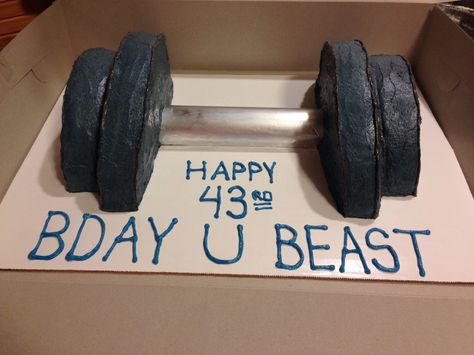 Barbell cake  Janny H. Cakes Barbell Cake Ideas, Barbell Cake, Birthday Baking, Cookie Cakes, Specialty Cake, Bday Cake, Theme Cake, Occasion Cakes, Charcuterie Boards