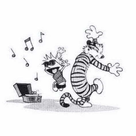 Enjoy the music!! Calvin And Hobbes Tattoo, Elaine Benes, Friday Dance, Enjoying Music, Vinyl Record Store, Music Cartoon, Calvin Hobbes, Desert Storm, Vinyl Collection