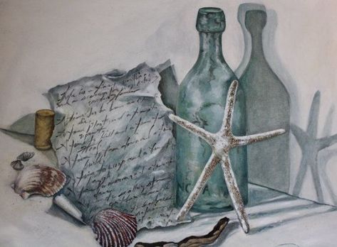 Beach Still Life, Folio Ideas, Art Topics, Still Life Sketch, Art Folio, Higher Art, Sea Drawing, Painting Beach, Still Life Oil Painting