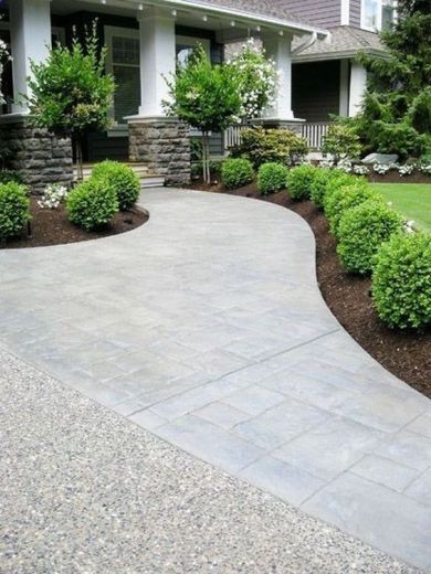 Landscape Ideas Front Yard Curb Appeal, Front Yards Curb Appeal, Paver Designs, Walkway Landscaping, Concrete Walkway, Pathway Landscaping, Path Design, Landscape Edging, Low Maintenance Landscaping