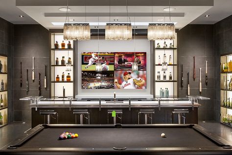 Modern Man Cave, Pool Table Room, Modern Home Bar, Man Cave Room, Modern Basement, Recreational Room, Man Cave Basement, Game Room Bar, Man Cave Home Bar