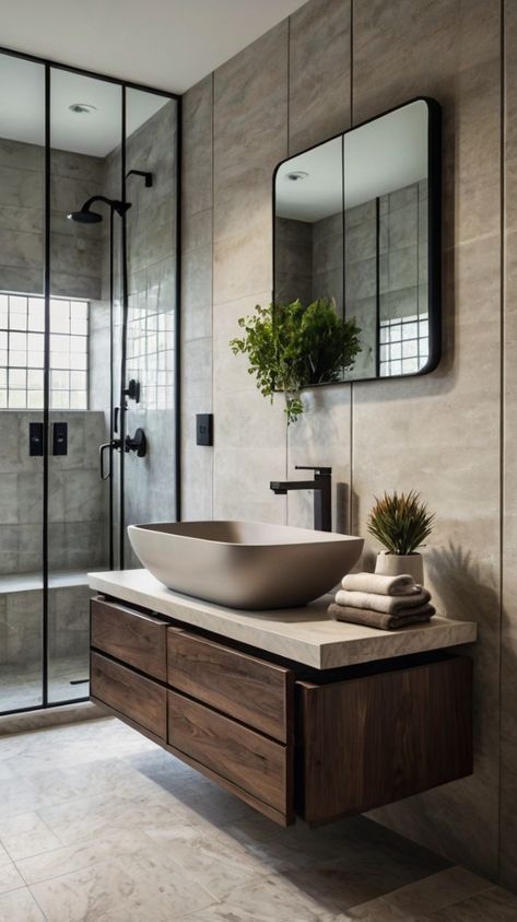 Contemporary Ensuite Bathroom Ideas, Latest Vanity Designs For Bathroom, Luxury Ensuite Bathroom Ideas, Sleek Bathroom Ideas, Vanity Ideas Bathroom Modern Luxury, Bathroom Ideas Shower Walk In, Bathroom Design 2024, Bathroom Minimalist Decor, Washroom Vanity Designs