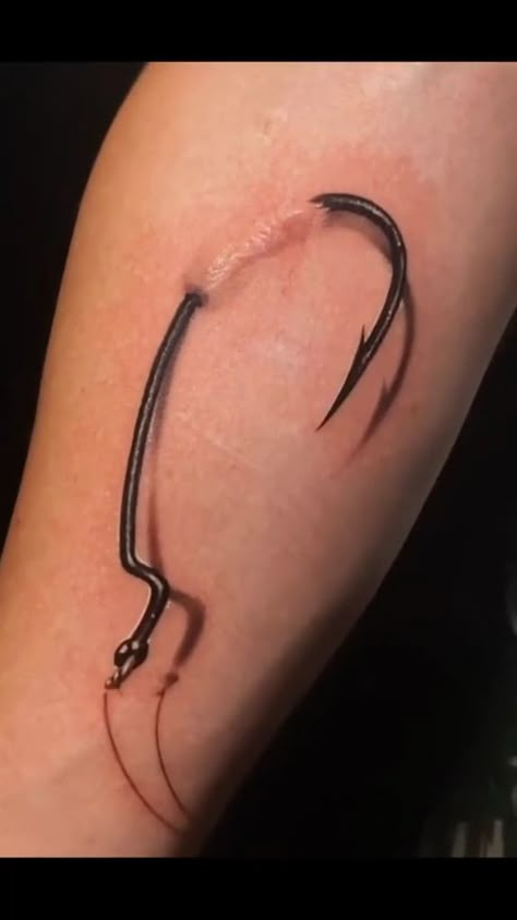 Hooked on Ink: The Ultimate Fishing-Hook 3D Tattoo Tattoos For Women Cat, Elk Tattoo, Fishing Hook Tattoo, Hammer Tattoo, Tatoo 3d, Hook Tattoos, All Seeing Eye Tattoo, Lion Tattoo Sleeves, Tattoo Shading