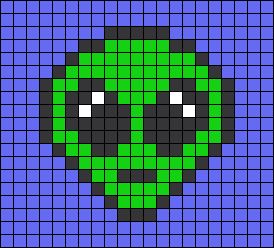 Alpha pattern #89692 | BraceletBook Pexil Art Design, Space Pixel Art Easy, Alien Perler Bead Patterns, Pixel Art Words, Space Perler Bead Patterns, Alien Knitting Chart, Simple Alpha Patterns Crochet, Alien Pixel Art, Ufo Pixel Art