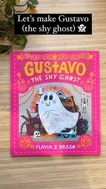 The Ghost Dinner Activities, Ghost Crafts Kindergarten, Gustavo The Shy Ghost Activities, Gustavo The Shy Ghost, Singing Painting, Storybook Pumpkin, Book Character Pumpkins, Story Book Pumpkin, Glow In The Dark Paint