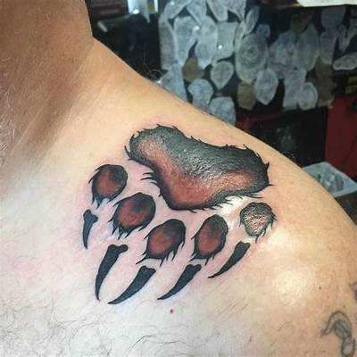 Bear Paw Print Tattoo, Bear Claws Tattoo, Bear Paw Tattoo Design, Small Bear Paw Tattoos For Women, Grizzly Bear Paw Tattoo, Celtic Bear Paw Tattoo, Bear Paw Tattoo, Paw Tattoo Ideas, Armor Sleeve Tattoo