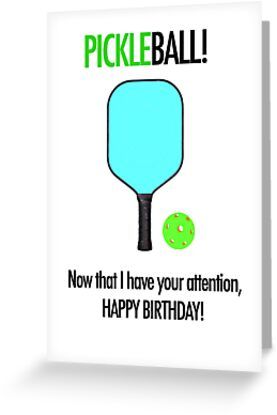 4" x 6" cards for every occasion. Digitally printed on heavyweight stock. Uncoated blank interior provides a superior writing surface. Comes with a kraft envelope. Additional sizes are available. Do you have a pickleball obsessed family member or friend? Make them laugh with this playful birthday card! Pickleball Cards, Pickleball Birthday, Birthday Card Craft, Ball Birthday, Pickle Ball, Handmade Birthday Cards, Funny Cards, Pickleball, Kraft Envelopes