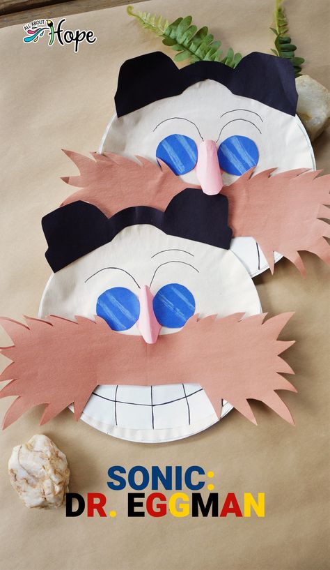 DIY Sonic: Dr. Eggman made with a paper plate and construction paper. Sonic Craft, Sonic Crafts, Hedgehog Character, Alphabet Crafts Preschool, Dr Eggman, Hedgehog Craft, Sonic Hedgehog, Doctor Eggman, Sonic & Knuckles