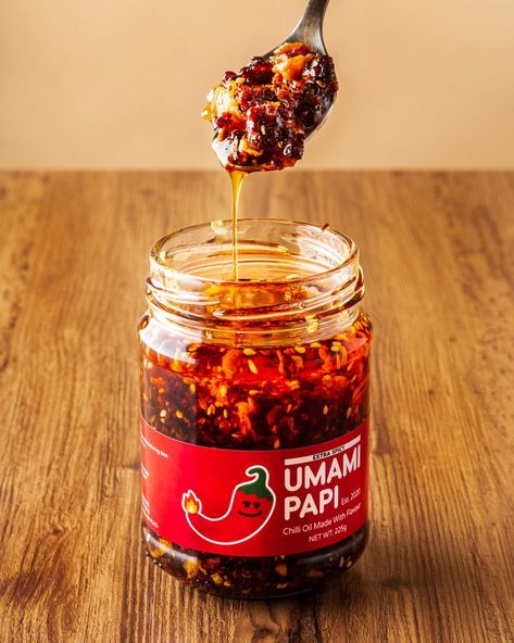 Asian Food Photography, Sambal Recipe, Food Photoshoot, Chili Paste, Chili Oil, Food Shop, Food Packaging, Label Design, Hot Sauce