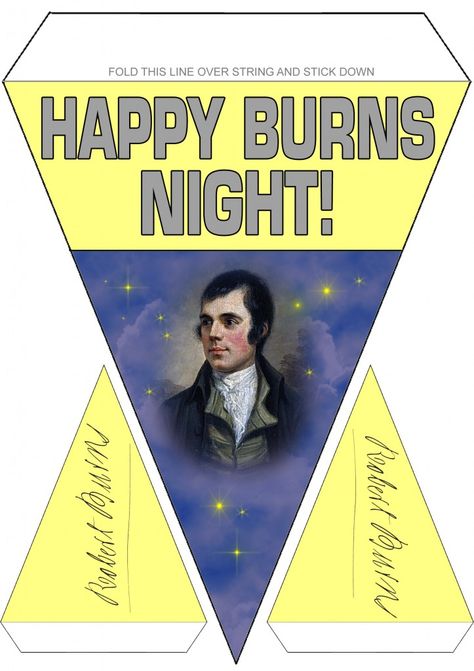 Printable Burns Supper Decoration - Coloured Bunting:  Rooftop Post Scottish Hygge, Burns Night Decorations, Robbie Burns Night, Burns Dinner, Robbie Burns Day, Scottish Party, Robert Burns Day, Rabbie Burns, Burn's Night