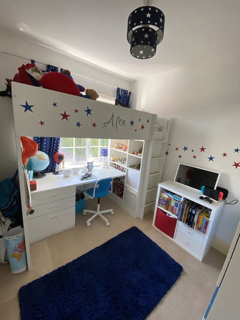 Ikea Bunk Bed With Desk, Box Room Loft Bed, Smastad Ikea Bed, Ikea Smastad Loft Bed, Ikea Stuva Bed, Ikea Stuva Loft Bed, Stuva Loft Bed, Boys Loft Beds, Bunker Bed