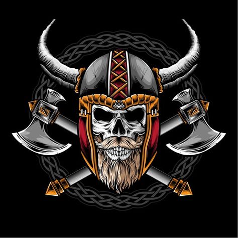 Cráneo con logo de casco vikingo Vector ... | Premium Vector #Freepik #vector #casco #caballero #guerrero #vikingo Viking Skull Art, Viking Warrior Tattoos, Viking Head, Viking Images, Arte Viking, Art Viking, Viking Skull, Viking Logo, Warrior Helmet