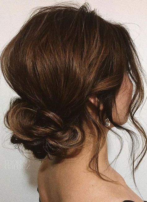 These are the best updo hairstyles and hair up trends for every occasion.  Get inspired by these best beautiful updo hairstyles that we picked from amazing hair stylists around... Updos For Medium Length Hair Brown, Picked Up Hairstyles For Prom, Messy Low Bun Formal, Southern Updo, Brown Hair Updo Messy, Hairstyle Prom Medium Hair, Hairstyles Picked Up, Updos For Round Faces Wedding, Up Does For Long Hair