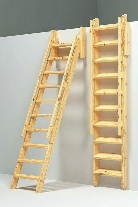 Small Stairs, Attic Office, Stair Ladder, Loft Inspiration, Attic Ladder, Tiny House Stairs, Attic Loft, Loft Stairs, Loft Ladder