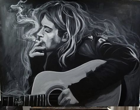 Kurt Cobain Painting, Nirvana Painting, Kurt Cobain Art, Nirvana Art, Nirvana Poster, Portrait Artist, Funky Art, Indie Artist, Kurt Cobain