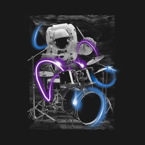 Astronaut Drummer, Drummer T Shirts, Cosmic Space, T-shirt Print Design, Dark Fabric, Space Astronaut, Astronauts In Space, File Design, Latest Design Trends