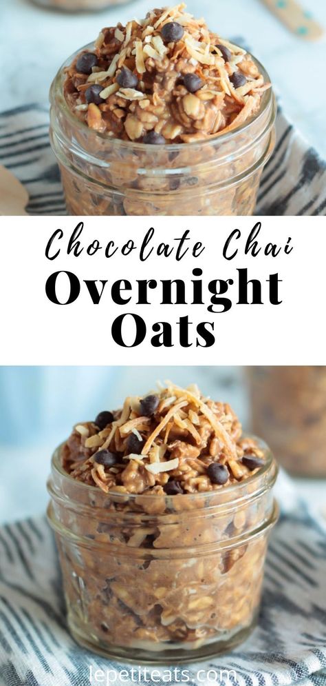 Chocolate Chai Overnight Oats are sweet, nourishing and full of warm spices, so they’re perfect for a cozy breakfast on the go! Warm Overnight Oats, Chai Overnight Oats, Chocolate Chai, Best Vegan Desserts, Brunch Inspiration, Cozy Breakfast, Vegan Cheesecake, Kinds Of Desserts, Eat Seasonal