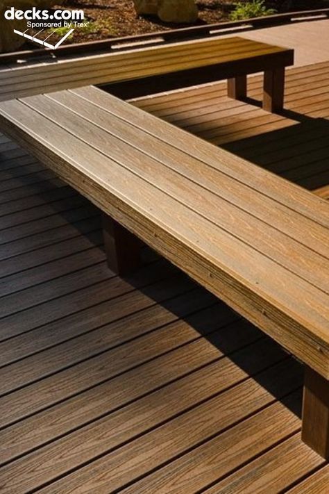 Built In Seats On Deck, Trex Deck Built In Seating, Deck Benches, Deck Seating Arrangements, Deck Bench Seating With Back, Deck Seating Area, Deck Bench Seating, Deck Bench, Deck Renovation