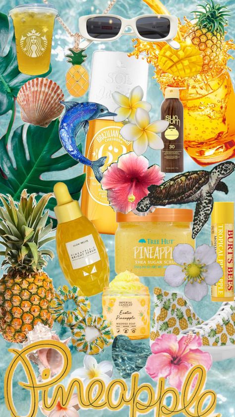 Tropical Yellow Aesthetic, Pineapple Girl Aesthetic, Tropical Mood Board, Pineapple Aesthetic, Wallpaper Jam, Preppy Yellow, Pineapple Girl, Pineapple Whip, Cracked Wallpaper