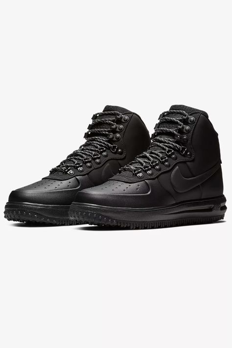 10 winter boots for men that won't drag down your winter look | Options you can dress up or down, and winterized sneakers for those who can't quit them at any time. Nike from Bricks and Bonds Lunar Force 1 '18 Winter Boots For Men, Boots For Winter, Nike Boots, Mens Winter Boots, Boots For Men, Winter Sneakers, Winter Looks, Winter Style, Winter Boots