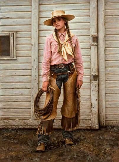 "Reata" (Reata Brannaman) by Carrie Ballantyne Western Spaghetti, Mode Country, American Gallery, Wilde Westen, Cowboy Girl, Cowgirl And Horse, Looks Country, Cowgirl Costume, Estilo Country