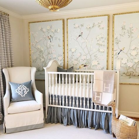 Baby Nursery Wallpaper, Traditional Nursery, Dreamy Nursery, Nursery Room Design, Nursery Room Inspiration, Nursery Baby Room, Kids Wall Decor, Nursery Wallpaper, Baby Bedroom