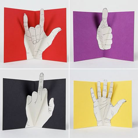 DIY Idea: Hand Gesture Pop-Up Greeting Cards | Man Made DIY | Crafts for Men | Keywords: etsy, store, shop, hand Diy Projects For Men, Pop Up Greeting Cards, Diy Gifts For Men, Hand Gestures, Pop Up Art, Non Verbal, Hand Gesture, Crafts Cards, Diy And Crafts Sewing