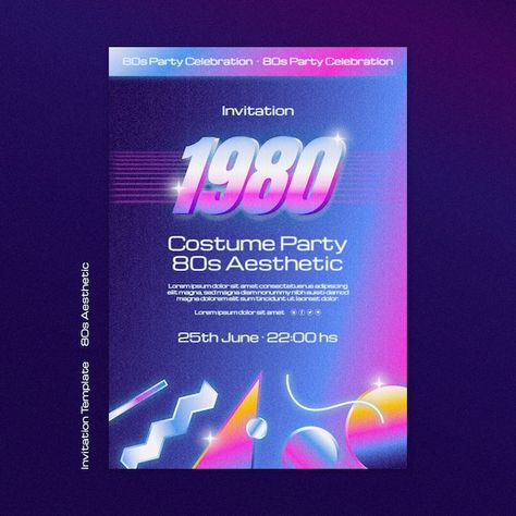 80s Theme Party Invitations, 80s Aesthetic Party, 80s Party Invitations, 80s Invitation, Aesthetic Invitation, Fashion Show Invitation, Aesthetic Party, Invitation Examples, 80s Theme Party