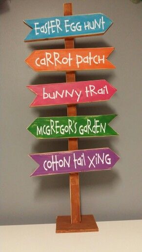 Easter Direction Sign Easter Yard Decorations, Easter Wood Crafts, Easter Hunt, Easter Sign, Peter Cottontail, Spring Easter Crafts, Easter Projects, Easter Craft, Easter Signs