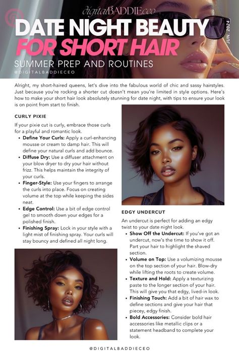 Looking for a quick and easy way to get your short hair looking its best for a night out on the town? Check out these five simple beauty routines that will have you looking and feeling your best in no time! #datenight #beauty #hair https://whispers-in-the-wind.com/stunning-date-night-beauty-ideas-perfect-your-look/?5-date-night-beauty-prep-and-routines-for-short-hairstyles Easy And Quick Hairstyles, Dream Life Aesthetic, Simple Beauty Routine, Sunkissed Makeup, Summer Prep, Aesthetic Baddie, Pimples Under The Skin, Date Night Makeup, Beauty Tips And Tricks