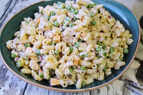 #justapinchrecipes Food Closet, Mayonnaise Salad, Picnic Salads, Macaroni Salads, Tuna Macaroni Salad, Buffalo Chicken Pasta Salad, Hawaiian Macaroni Salad, Tuna And Egg, Side Salads