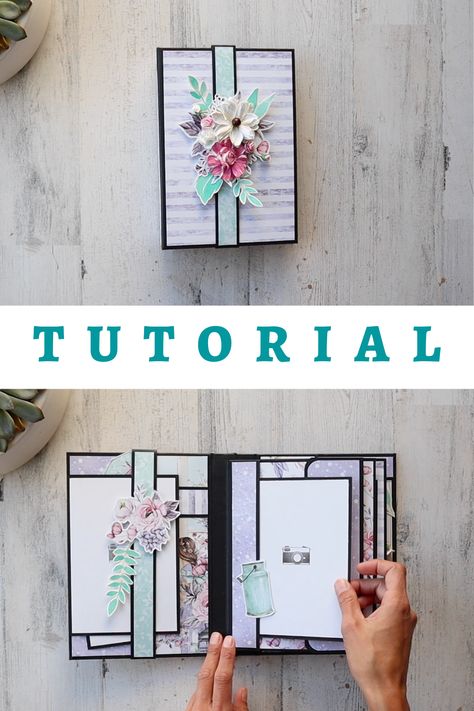 Hi I'm Frances, I teach how to create scrapbook mini albums and folios! The link will take you to this album's details page with a video flip through :) Hope you enjoy ;) Diy Mini Album Tutorial, Mini Book Tutorial, Book Of Memories, Mini Scrapbook Album, Scrapbook Mini Albums, Book Cover Diy, Album Tutorial, Mini Album Tutorial, Mini Scrapbook Albums