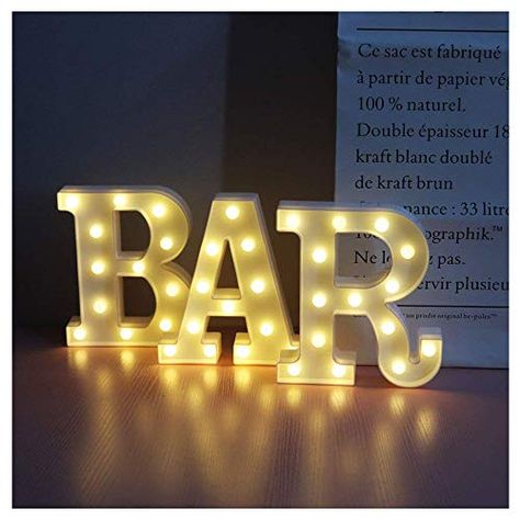 Vimlits BAR - Illuminated Marquee Bar Sign - Lighted LED ... https://www.amazon.co.uk/dp/B0711DVNWV/ref=cm_sw_r_pi_awdb_t1_x_FACJCbKEZGNGC Neon Bar Lights, Lighted Marquee Letters, Wine Shelves, Man Cave Home Bar, Wall Mounted Bottle Opener, Light Up Letters, White Bar, Marquee Sign, Wine Rack Wall