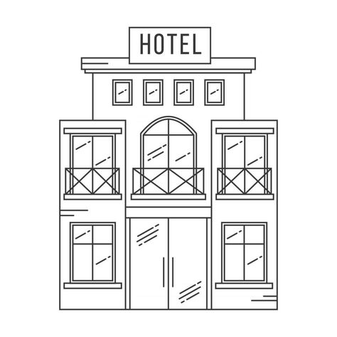 Bullet Journal Vacation, Building Outline, Window Drawing, Simple Building, Note Pad Design, Building Sketch, Building Drawing, Building Illustration, Hotel Building