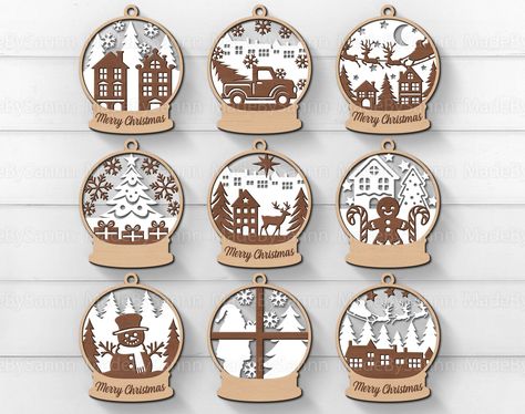 Christmas Snow Globe SVG, Christmas Decor Svg, 3D Wood Ornaments, Christmas Ornament Svg, Hanging Christmas Globe, Laser Cut File, Glowforge Wood Ornaments Christmas, Laser Cut Decor, Christmas Snow Globe, Christmas Globes, Laser Cut Wood Crafts, Ornament Svg, Christmas Snow Globes, 3d Laser, Christmas Snow