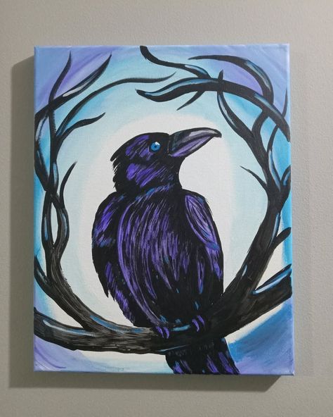 Did a little painting last night 😁 #raven #blackbird #bird #autumn #fall #spooky #art #artist #artistsoninstagram #girlsnight #painting #britshcolumbia Raven Painting, Spooky Art, Blackbird, Black Bird, Autumn Fall, Girls Night, Last Night, Art Artist, Instagram