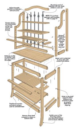 Diy Bakers Rack How To Build, Diy Bakers Rack, Cozy Tiny Home, Woodsmith Plans, Baker's Rack, Bakers Rack, Home Coffee Bar, Low Cabinet, Home Coffee