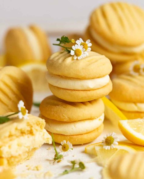 Melting Moments Mini Melting Moments, Lemon Melting Moments Cookies, Lemon Melting Moments, Tea Party Biscuits, Melting Cookies, Melting Moments Recipe, Australian Cafe, Melting Moments Cookies, Lemon Buttercream Frosting