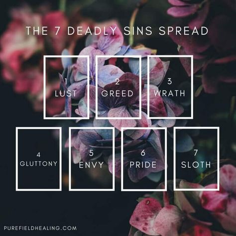 The 7 Deadly Sins, Tarot Reading Spreads, Tarot Card Readings, Free Tarot Cards, Tarot Interpretation, Tarot Cards For Beginners, Tarot Magic, Tarot Guide, Free Tarot Reading