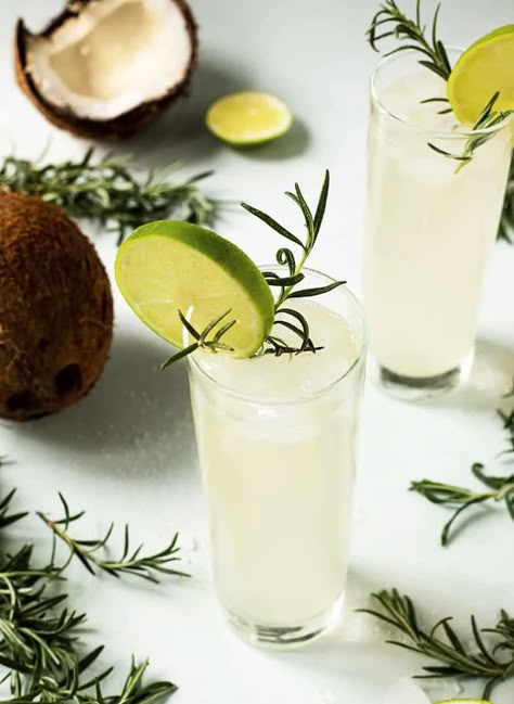 Coconut Lime Electrolyte Drink • Best Easy Natural Recipe • Mocktail.net Hydrating Mocktails, Gut Healthy Mocktail, Mocktails Non Alcoholic Coconut Milk, Electrolyte Mocktail, Hydration Mocktails, Coconut Water Mocktail Recipes, Coconut Water Mocktail, Mocktail With Coconut Water, Coconut Electrolyte Drink