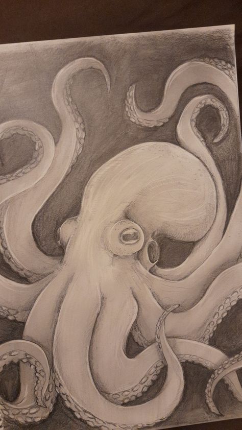 Octopus Scary Octopus, Octopus Drawing, Monster Drawing, Drawing Ideas, Octopus, To Draw, Drawings