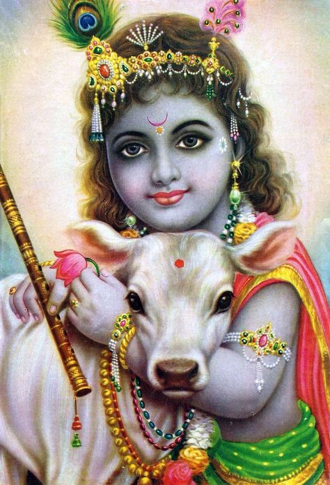 Hindu Cosmos, Baby Krishna, Krishna Ji, Shiva Statue, Baby Cow, Jai Shree Krishna, Baby Cows, Lord Krishna Images, God's Plan