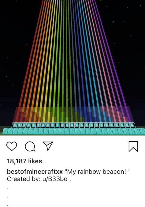 Minecraft Information Board, Rainbow Beacon Minecraft, Rainbow Sheep Farm Minecraft, Minecraft Beacon Builds, Beacon Ideas Minecraft, Minecraft Rainbow Builds, Funny Minecraft Builds, Minecraft Beacon Design, Rainbow Minecraft