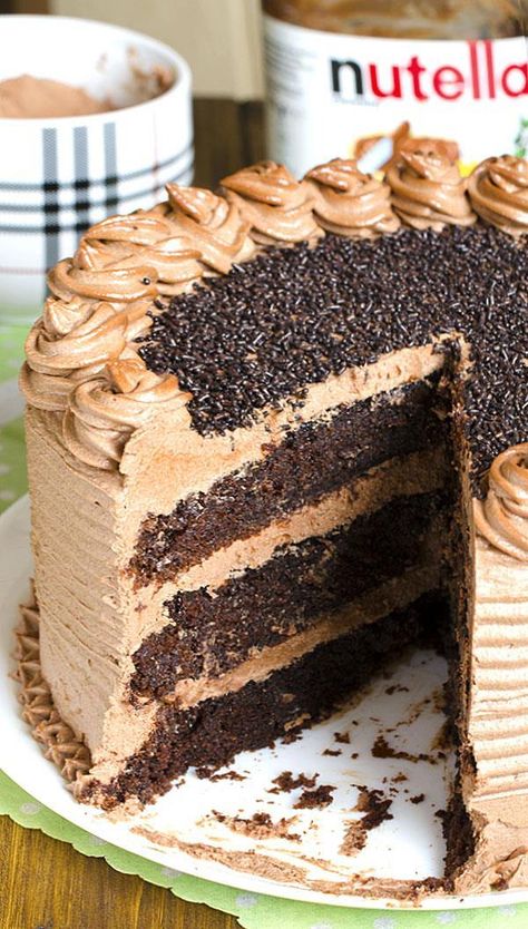 Chocolate Cake Moist, Chocolate Nutella Cake, Lava Cookies, Nutella Frosting, Rich Cake, Nutella Cake, Nutella Recipes, Chocolate Nutella, Cookies Chocolate